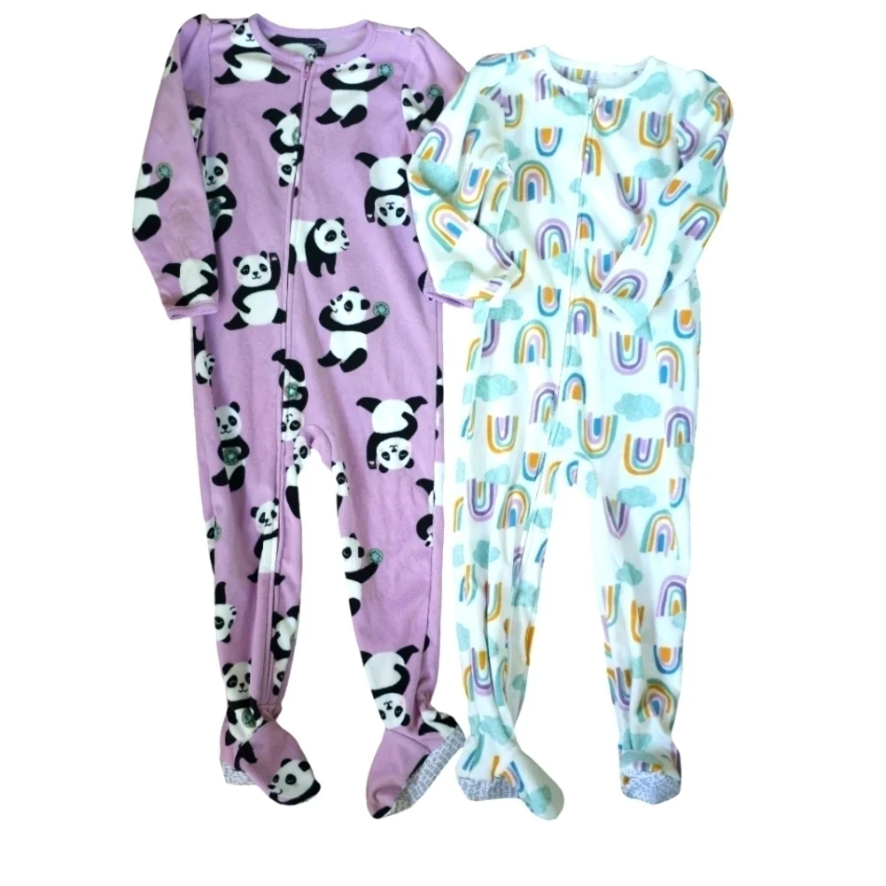 Simple Joys by Carter's Girls' 2-Pack Loose-fit Fleece Footed Pajamas